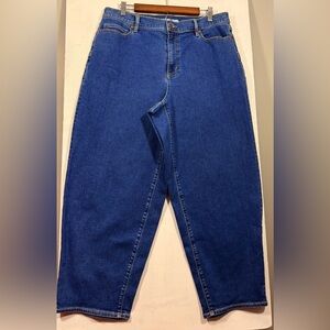 Lands' End Size 16 Women's Straight Leg Jeans in Deep Blue